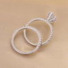 2Pcs/Set Wedding Rings for Women Bright Marquise Zirconia Finger Jewelry Silver Color Accessories - Image 4