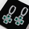 Silver Elegant Sparkling Lucky Clover Hoops Earring For Women Jewelry Simple Colorful Flower Love Gift - Image 1
