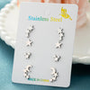 4Pairs Geometric Stainless Steel Heart Star Earring Moon Cross Ear Jewelry Set Girls Simple Classic Earrings Gifts Accessories - Image 33