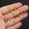 Fruit Charm Huggie Earrings with Colorful Stone Accents - Image 34