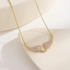 Angel Wing Pendant Necklace with Clear Stone Accents - Image 2