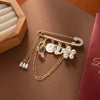 Vintage Pearl Flower Tassel Pendant Brooches For Woman Elegant Crystal Chain Brooch Clothing Pins Office Party Jewelry Lady Gift - Image 5