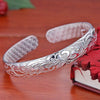 Silver Bangle Bracelet for Women Vintage Carved Flower Open Bangles Pattern Inner Engraved Jewelry Gifts - Image 4