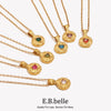 Hammered Irregular Birthstone Zircon Pendant Necklace Stainless Steel Choker Necklaces Jewelry Accessories - Image 1
