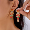 Christmas Rhinestone Gingerbread Man Earrings for Women Imitation Pearl Christmas Tree Bells Party Jewelry - Image 9
