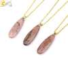 Csja Water Drop Necklaces Crystal Pendant Stainless Steel Chain Necklace for Women Stone Amethyst Jewelry Gift - Image 36