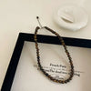 4 6 8mm Pink Color Round Stone Beaded Necklace for Women Handmade Silver Plated Chain Strand Chokers - Image 10