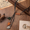 Bohemian Ethnic Wood Leaf Pendants Necklace Vintage Handmade Retro Statement Necklaces for Women Daily Wear Jewelry - Image 3