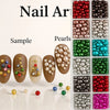 12Grids Christmas Red/Green Pearl Nail Rhinestone Mixed Size Pearlescent Colorful Beads Nali Charms Full Circle Pearl Manicure - Image 3