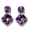 Silver Bridal Earrings for Women Wedding Geometric Purple Cubic Zirconia Elegant Accessories - Image 2