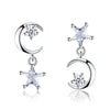 silver needle Earrings Jewelry Double Row Crystal Zircon Round Stud - Image 9