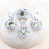 Bridal Silver Round Olive Zircon Jewelry Sets Rings Bracelets Pendant Earrings Necklace Set For Women Wedding Jewellery - Image 2