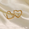 Stainless Steel Heart Hoop Earrings in Gold-Tone or Silver-Tone - Image 3