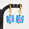 1Pair Korean Styles Cute Colorful Glass Heart Pendant Hoop Earrings Harajuku Y2K Girl Sweet Love Aesthetic Jewelry - Image 6