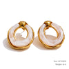 Multicolor Resin Hoop Earrings with Round and Square Shapes - Image 7