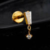 Titanium Baguette Cartilage Earring 16G CZ Dangle Helix Earlobe Labret Stud Flat Back Piercing Jewelry - Image 4