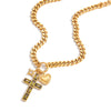Classic Heart Zircon Star Cross Pendant Necklace For Women Gold Plated Stainless Steel Necklace Jewelry - Image 1