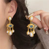 Kshmir Vintage Devil's Eyes Pearl Pendant Earrings for Women European American Style Personality Unique Party Jewelry Accessory - Image 2