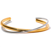 Gold Plated Geometric Stainless Steel Double Color Cuff Bracelet Bangle Statement Charm Texture Jewelry - Image 7