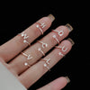 Silver Initial Rings for Women Girls, Adjustable Initial Rings Cubic Zirconia Stackable Alphabet Letter Rings Gift - Image 1
