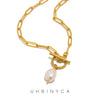 Elegant Pearl Pendant Necklace for Women, Stainless Steel Chain&OT Buckle Anti Rust Jewelry - Image 1
