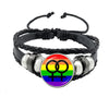 Lgbt Black Weave Leather Bracelet Bi Pride Glass Cabochon Gay Pride Rainbow Flag Photo Bangle Jewelry For Women Men Lovers Gift - Image 25