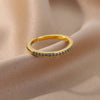 Thin Cubic Zirconia Stacking Ring in Gold-Tone Stainless Steel Adjustable - Image 45