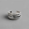 Retro Jewelry Winding Twisted Thai Silver Multi-layer Silver Irregular Geometric Opening Rings - Image 1