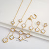 Gold Plated Lucky Stainless Steel Five Leaf Flower 3PCS Jewelry Set Bracelet Necklace Earrings for Women Party Jewelry Clover - Image 22