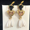 Vintage Arab Tribal Chief Black Moor Ancient Egyptian Statue Indian Chief Black Statue Pearl Drop Earrings - Image 2