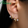 Gold Plated Eros Floating Huggies Earring Minimalist Pear Oval Marquise CZ Waterdrop Hoop Earring For Women - Image 1