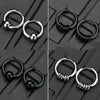 2pcs Stainless Steel Hoop Earrings For Men Small Circle Metal Ball Anti-allergic Ear Buckle Rock Hip Hop Artificial Jewelry - Image 1