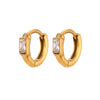 Dainty Cute Girl's Mini Size Hoop Earrings Square Shape Zircon Stone Gold PLated Stainless Steel Huggies Earring - Image 9