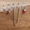 4PCS Stainless Steel Long Chain Pendant Earrings Set for Woman Little Huggies Hoop Earrings Cartilage Piercing Jewelry - Image 11
