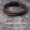 Men Black Blue Braided Leather Bracelet Double Band Bangle - Image 6
