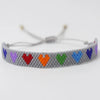 Adjustable Multicolor Heart Bead Bracelet with Woven Pattern - Image 37