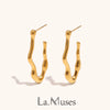 Simplified Casting Wave V-shaped Stainless Steel Women's Earrings Daily Women's Jewelry - Image 1