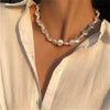 Wedding Party Jewelry Vintage Pearl Choker Necklace For Women Elegant White Imitation Heart Shape Pearl Necklaces - Image 1