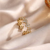 French jewelry gold plated flower zircon open ring elegant women's daily work accessory - Image 3