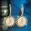 A-Z 26 Letter Round Hoop Earrings Yellow Gold Color White Zircon Wedding Jewelry For Women - Image 13