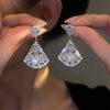 Unique Design Geometric Fan Hollow Pendant Stud Earrings for Women Shiny Light Temperament Girl Party Jewelry - Image 1