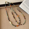 Light Colorful Stone Cubes Beads Strand Beaded Necklace for Women Gold Plated Copper Chain Chokers - Image 5