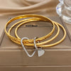 Minimalist Two Tone Multi Layer Bangle Stainless Steel Gold Color Wrist Band Hammered Open Cuff Bracelet For Women Jewelry - Image 8