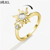 Rose Flower Rotating Ring For Women Spinner Fidgets Heart Charm Adjustable Open Rings Star Moon - Image 28
