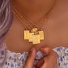 Individuality MessageTarot Necklace Stainless Steel Gold Plated Square Geometric Gold Necklace - Image 5
