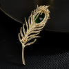 Classic Rhinestone Feather Brooch Gold Plated Lapel Pin Clothing Dress Accessories Birthday Party Jewelry Gifts For Women Men - Image 5