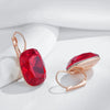 Red Stone Drop Earrings For Women Rose Gold Color 25 13mm Big Zircon Jewelry Gifts - Image 4