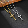Catholic Cross Pendant Necklace for Men Women, Stainless Steel Twisted Rope Chain Gold Silver Color Faith Religious Jewelry - Image 1
