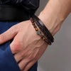 Vintage Multi-Layer Leather Bracelet Men Punk Cross Charm Tiger Eye Stone Beads Bracelet Braided Wrap Wristbands Jewelry - Image 4