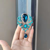 Retro Blue Crystal Big Waterdrop Pendant Brooch for Women Full of Rhinestone Brooch Pin Clothing Accessories Vintage Jewelry - Image 9